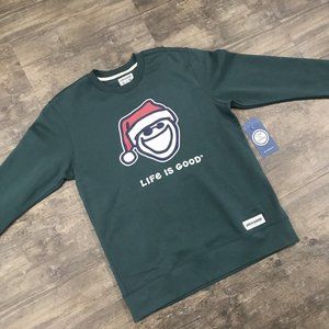NWT Life Is Good Santa Christmas Crewneck Sweatshirt Men Size Medium‎